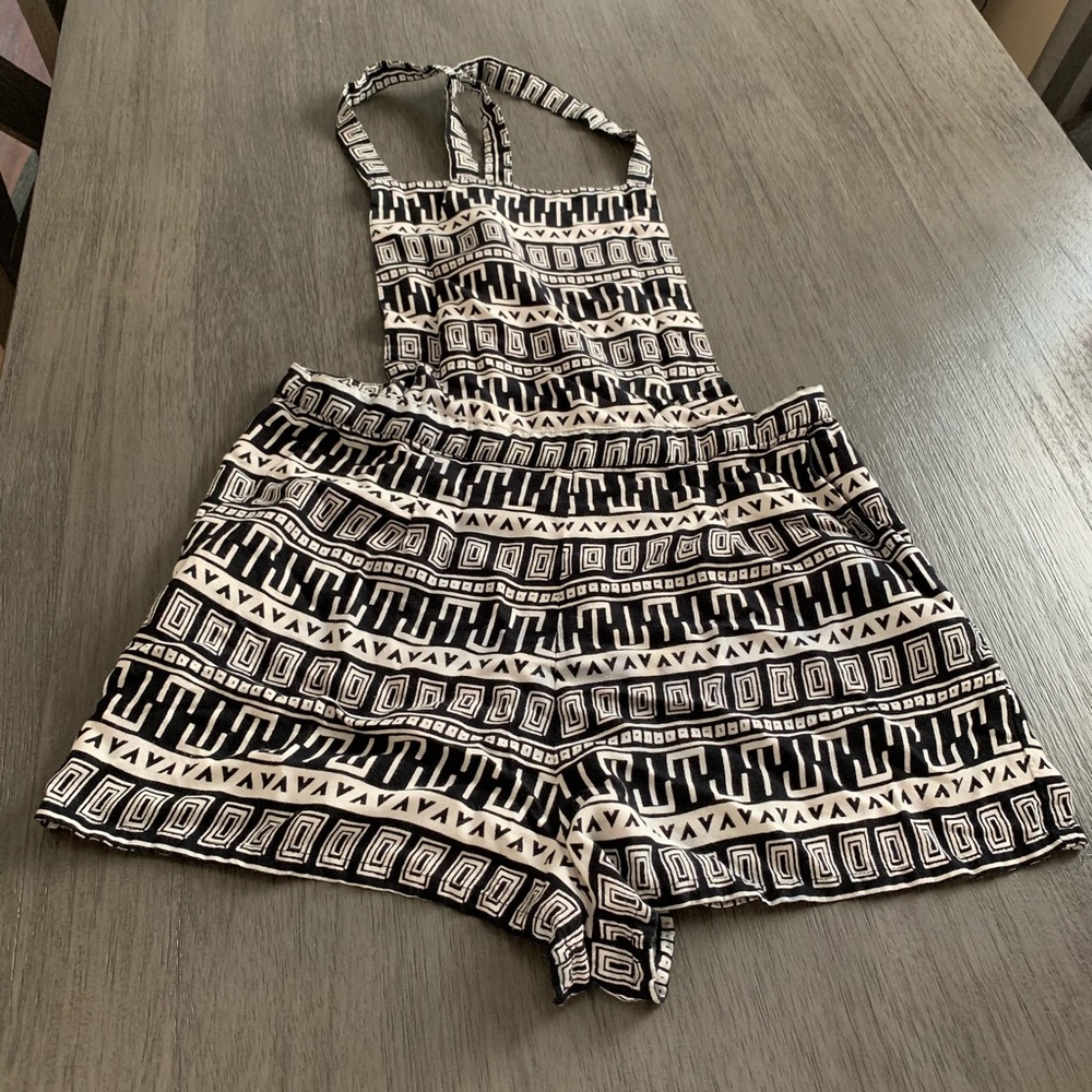 Adan Levine printer overall shorts